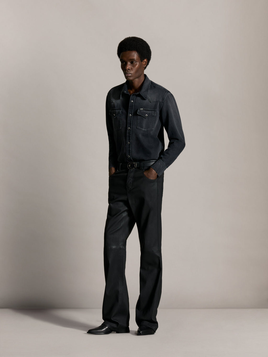 WESTERN DENIM LONG SLEEVE SHIRT - Midnight