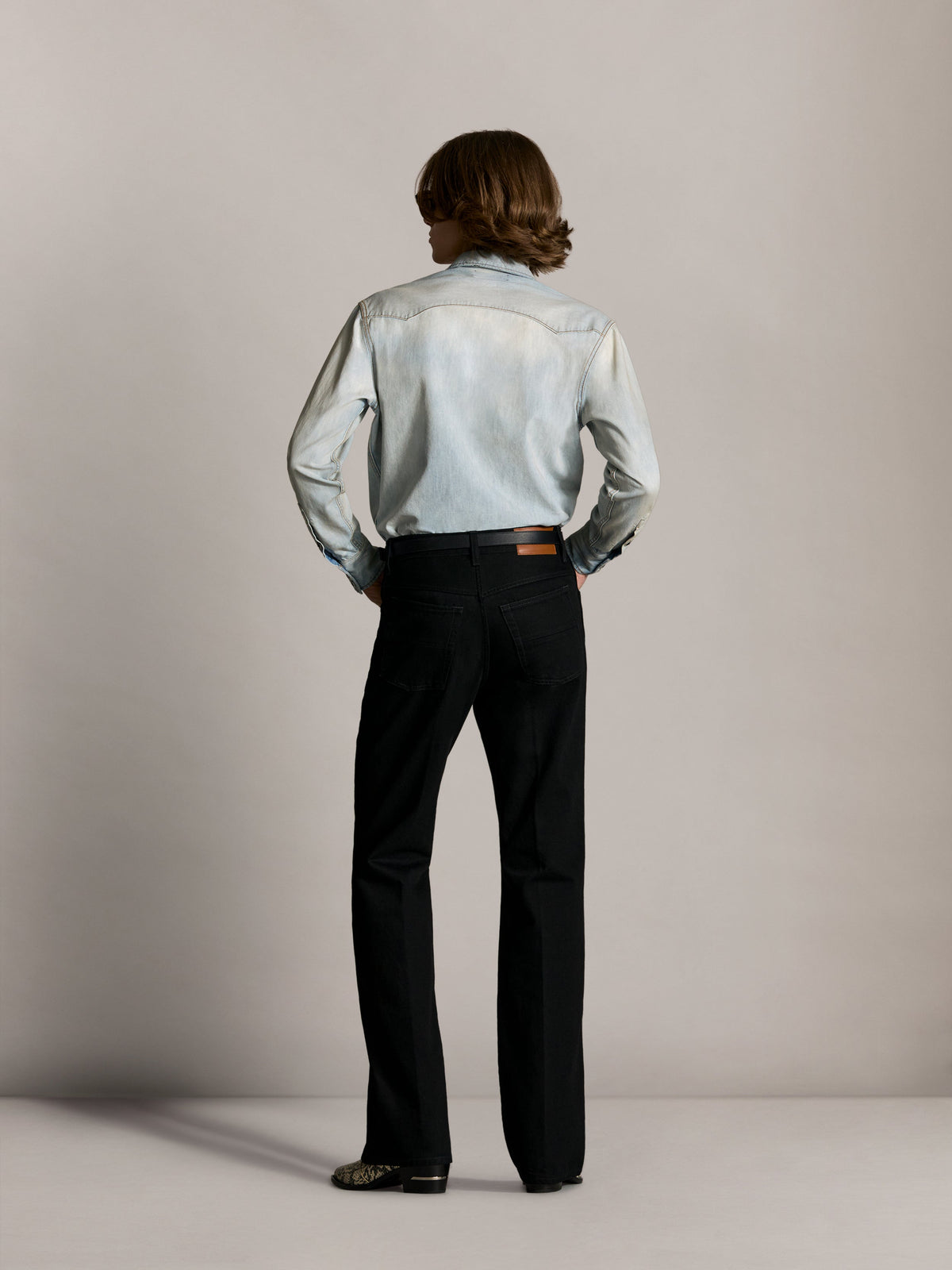 WESTERN DENIM LONG SLEEVE SHIRT - Snow Indigo