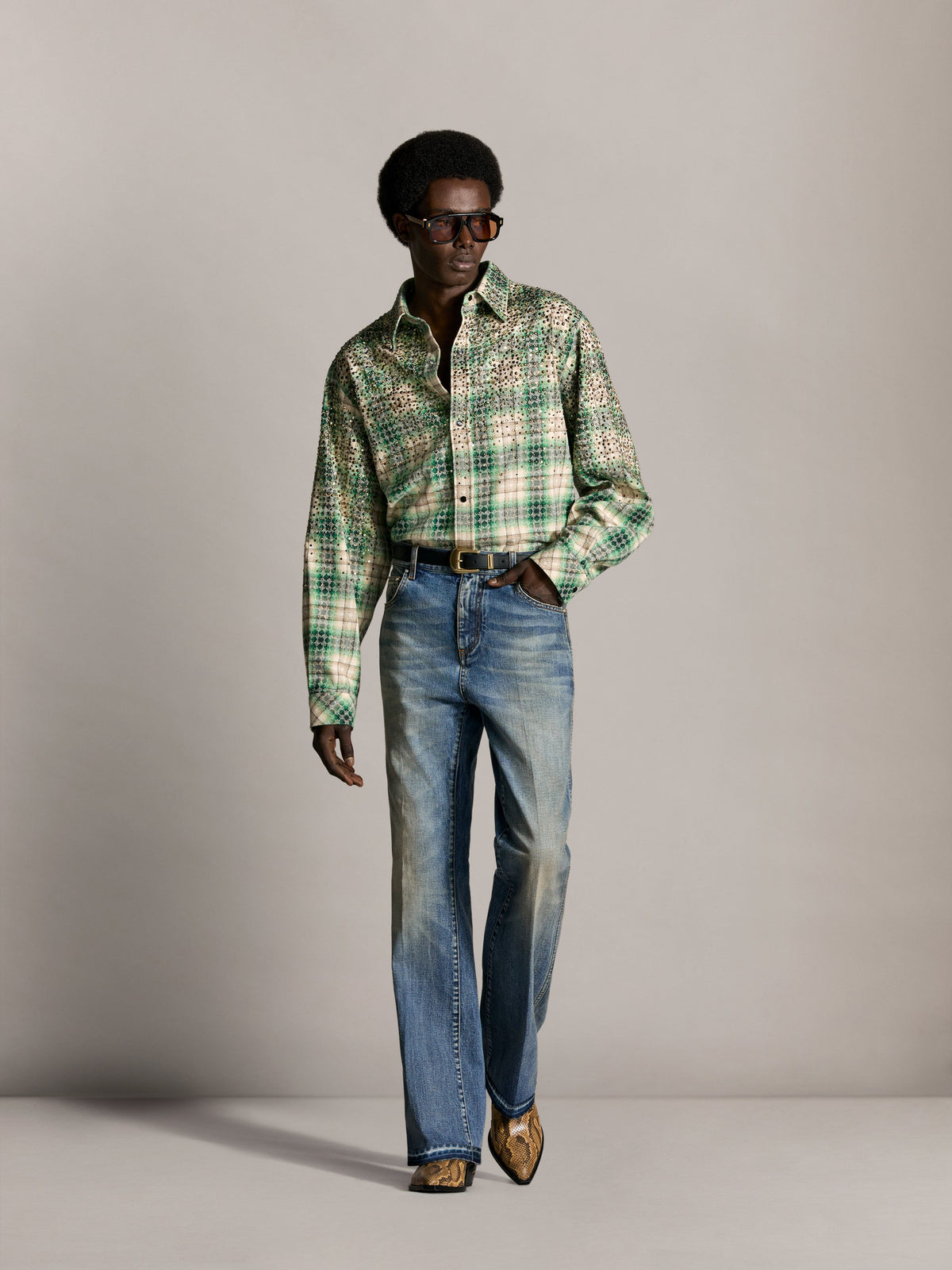 CRYSTAL OVERSIZED WESTERN FLANNEL - Deep Olive