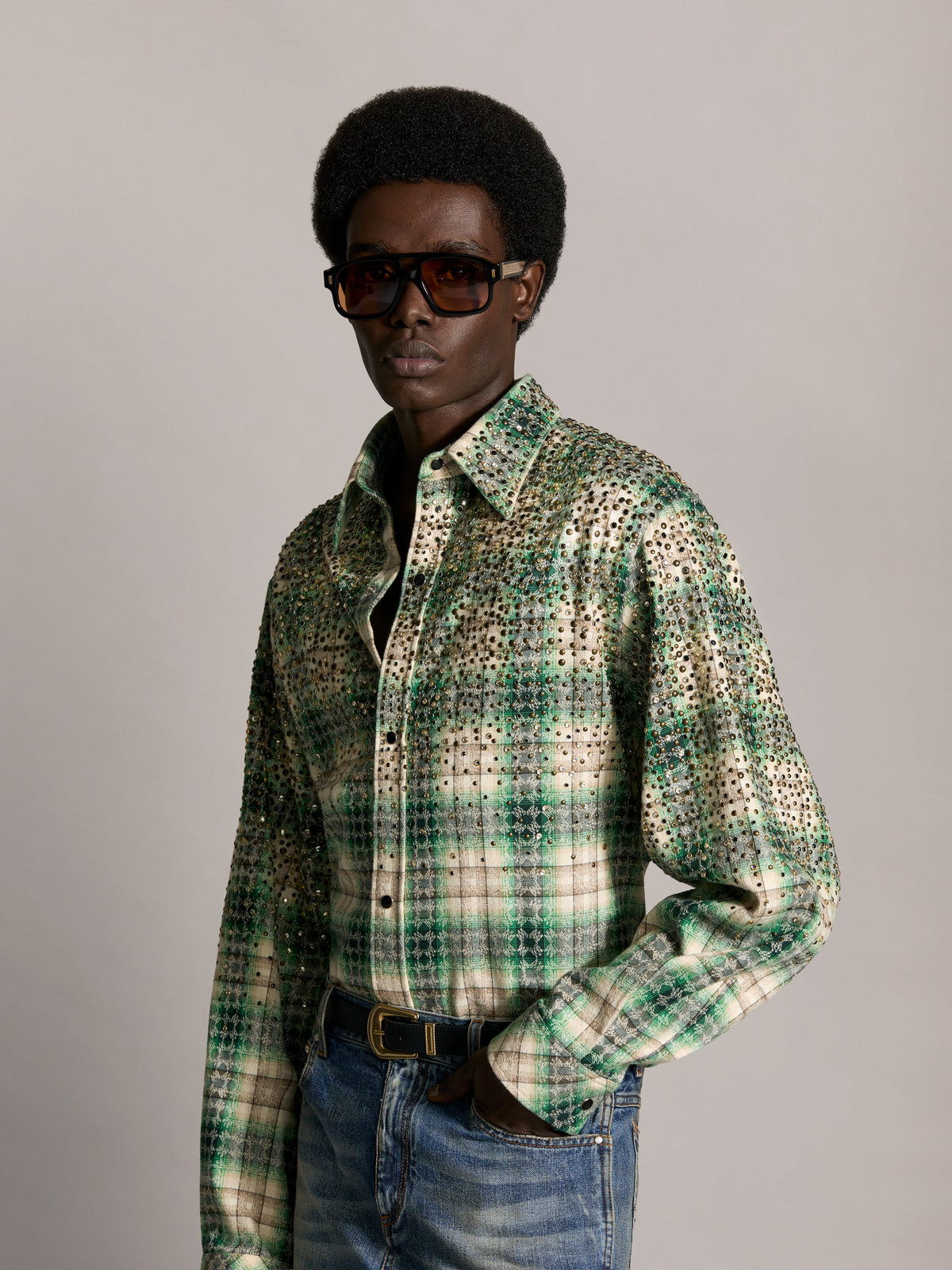 CRYSTAL OVERSIZED WESTERN FLANNEL - Deep Olive
