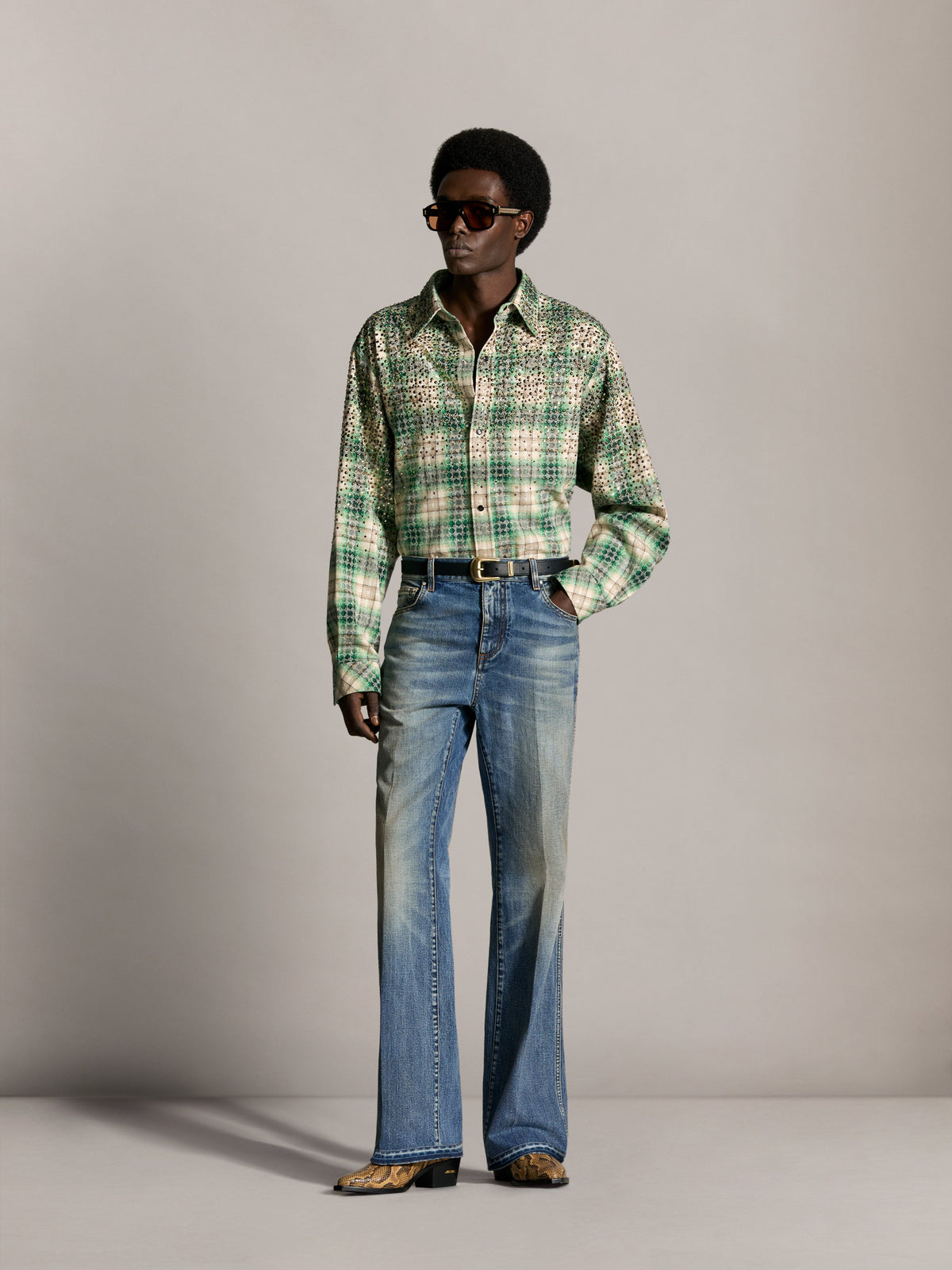 CRYSTAL OVERSIZED WESTERN FLANNEL - Deep Olive