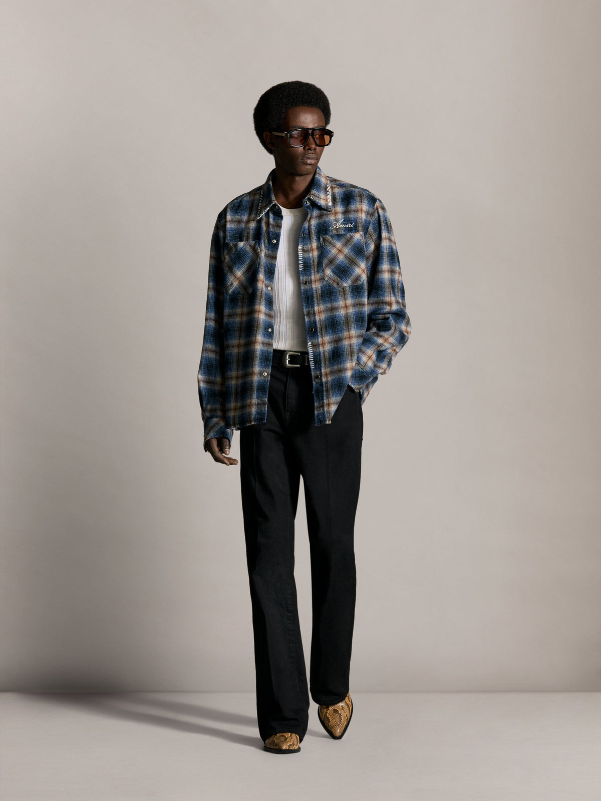 OVERSIZED REPAIRED WESTERN FLANNEL - Dark Blue