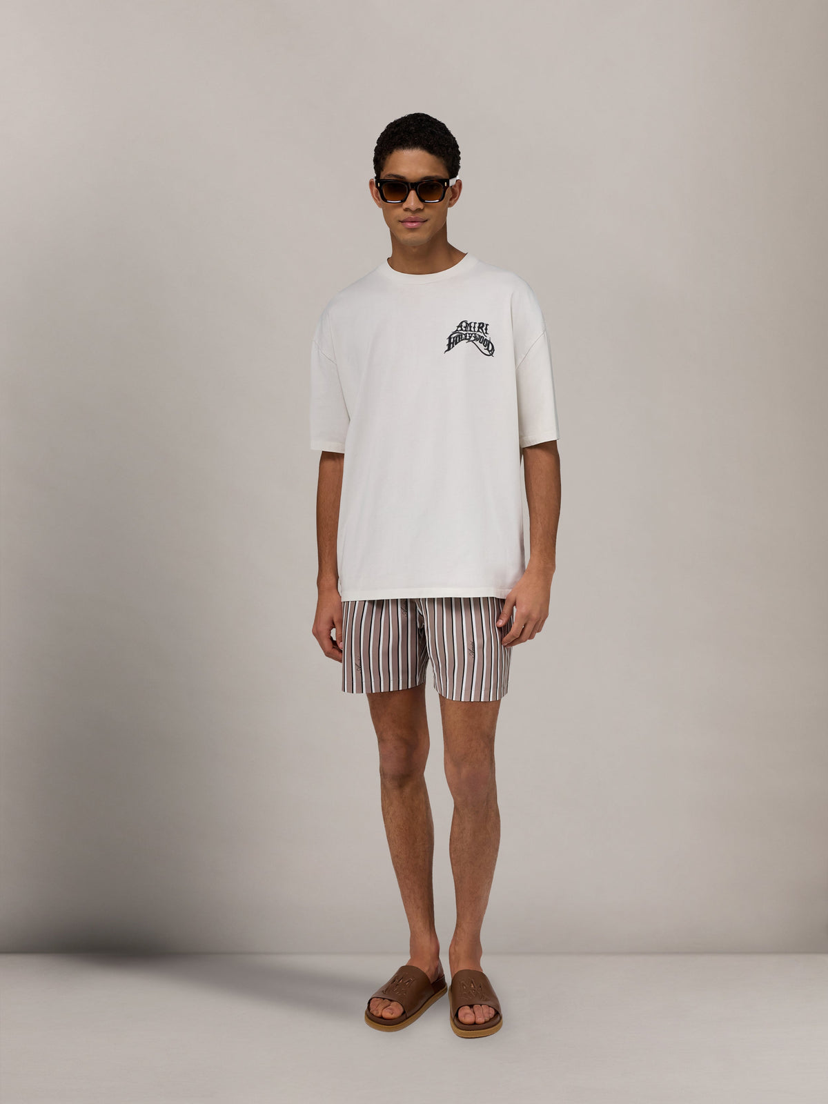 STRIPED SWIM TRUNK - Mocha