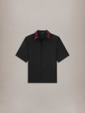 REGULAR FIT FLORAL COLLAR SHIRT - Black