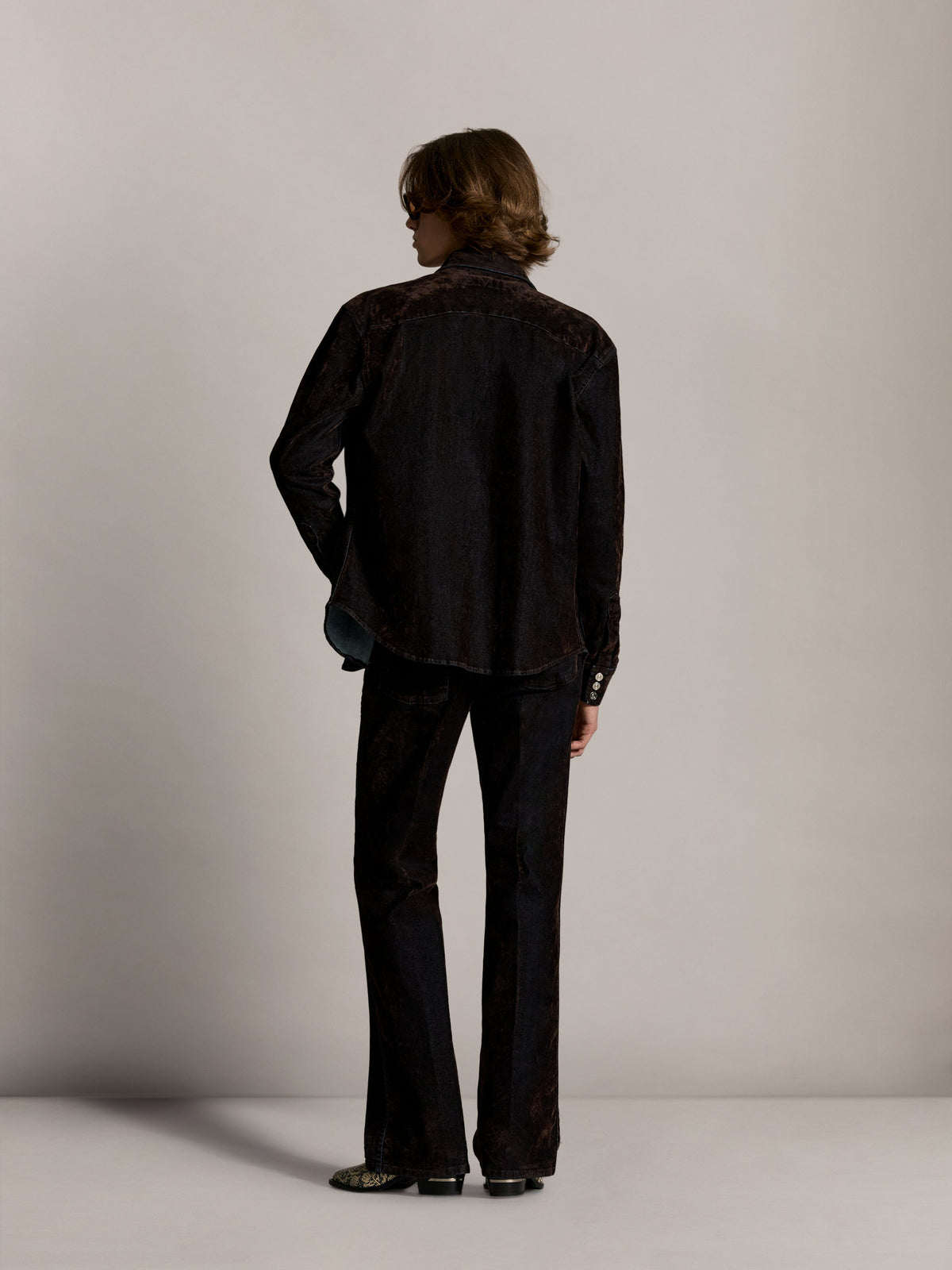 FLOCK LONG SLEEVE DENIM SHIRT - Husk