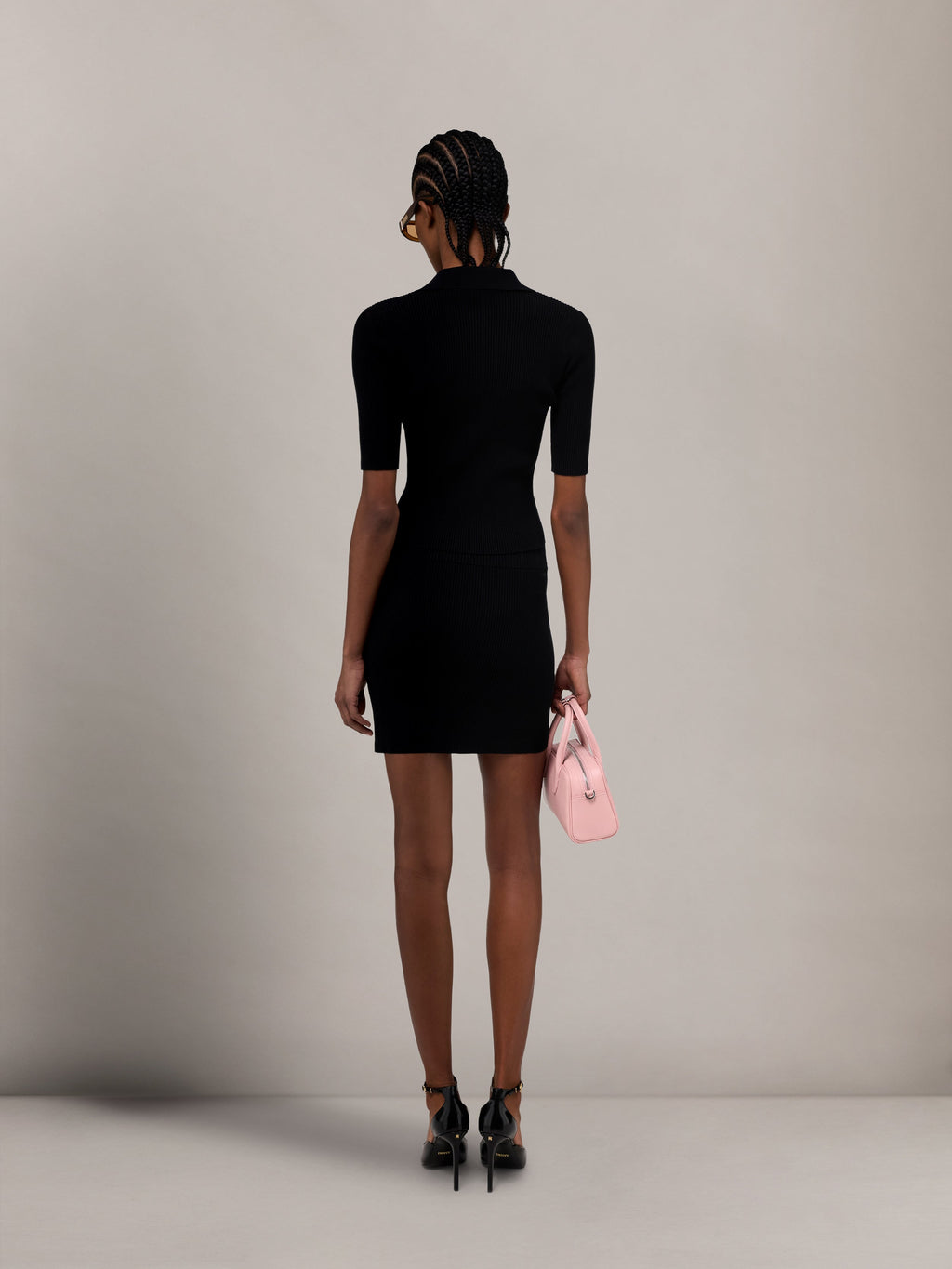 WOMEN - WOMEN'S SCRIPT RIB KNIT MINI SKIRT - Black
