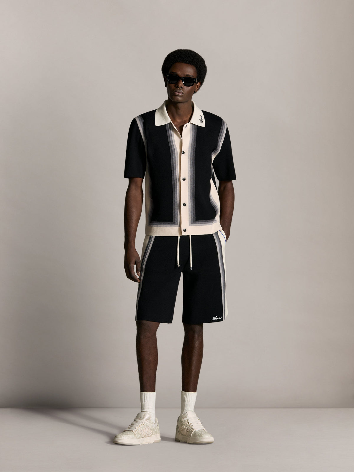 AMIRI PANELS KNIT SHORT - Black