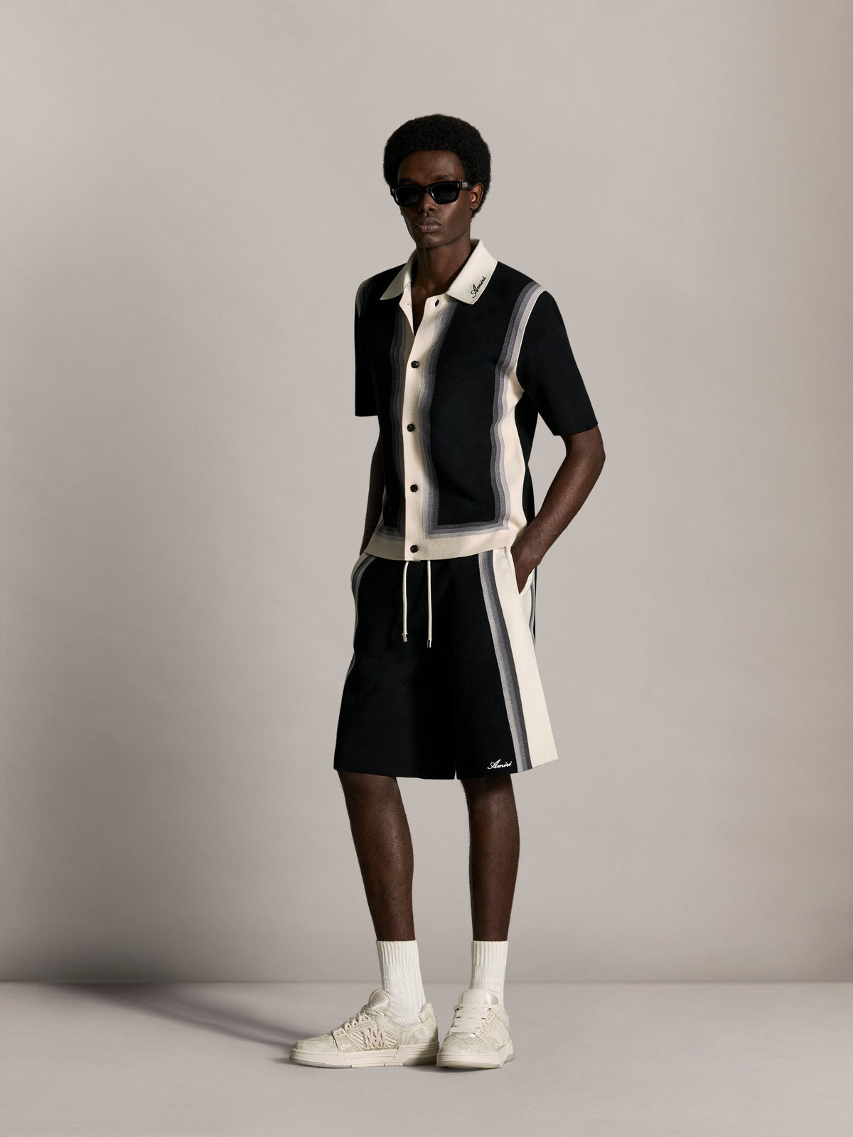 AMIRI PANELS KNIT SHORT - Black