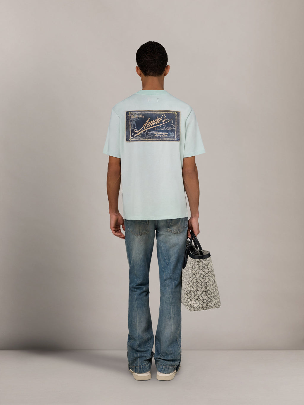 AMIRI QUALITY GOODS LABEL TEE - Powder Teal