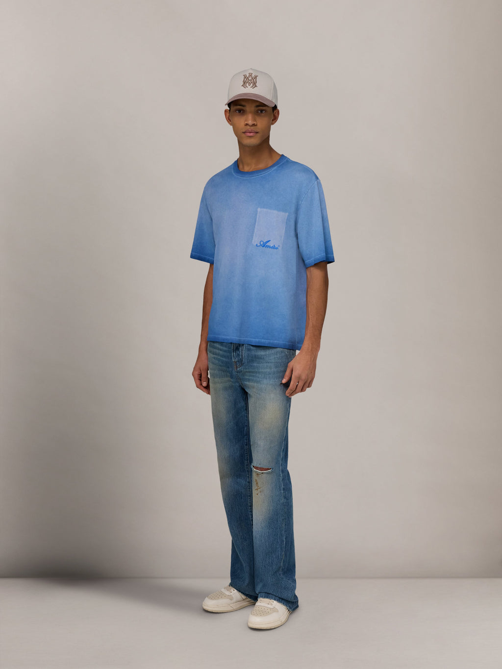 FADED POCKET BOX TEE - Sapphire