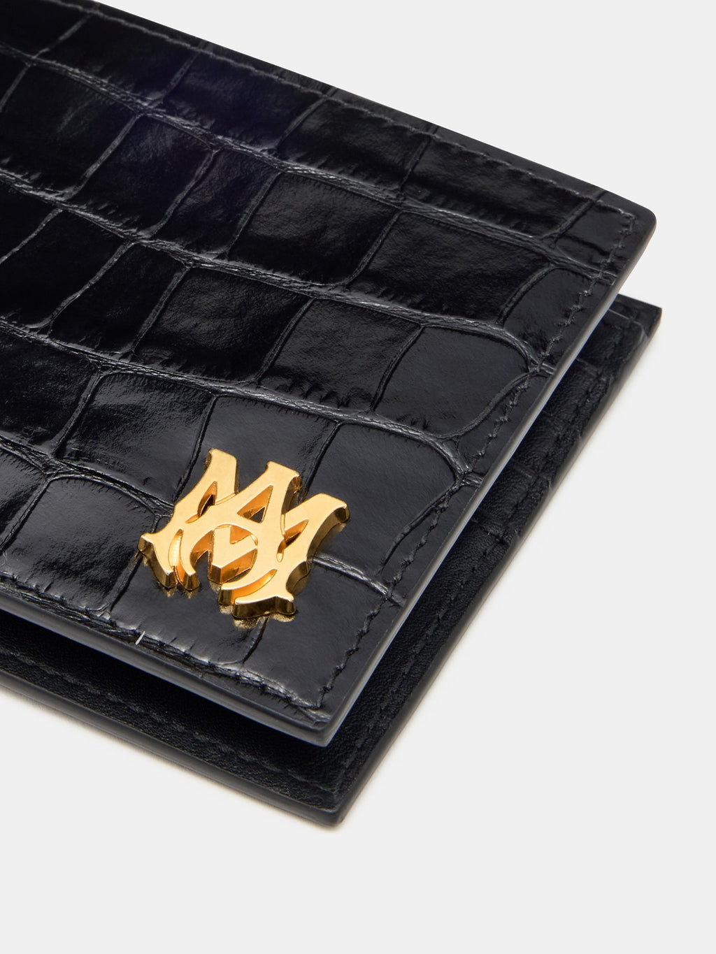 CROC EMBOSSED BIFOLD - BLACK