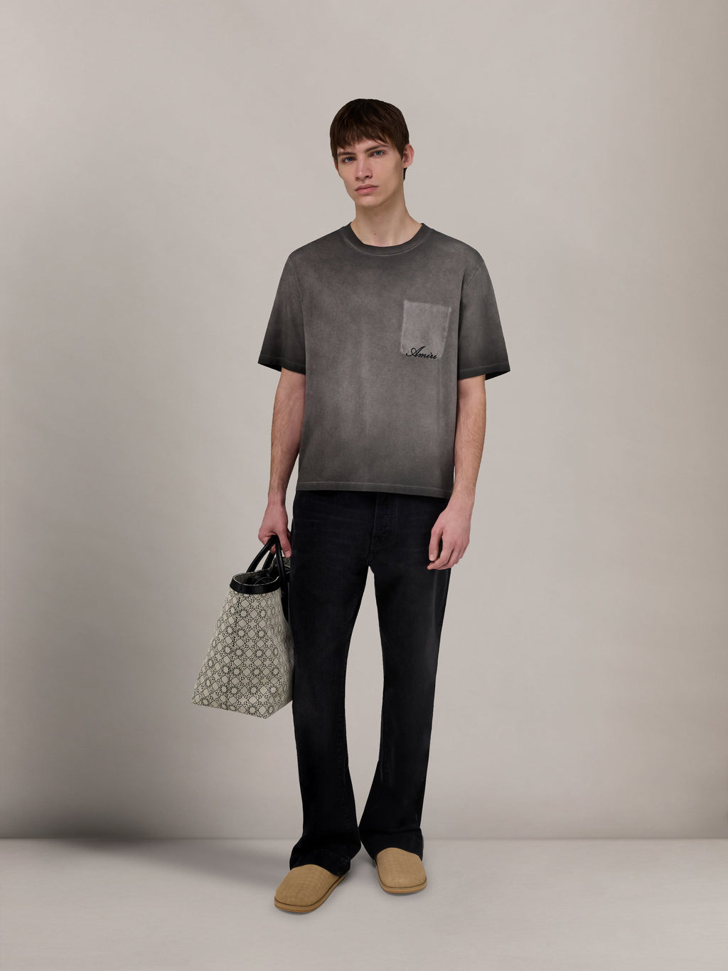 FADED POCKET BOX TEE - Black