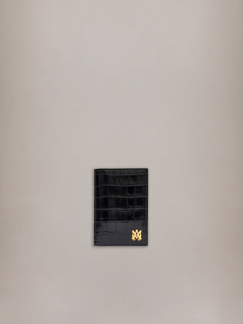 CROC EMBOSSED PASSPORT HOLDER - BLACK