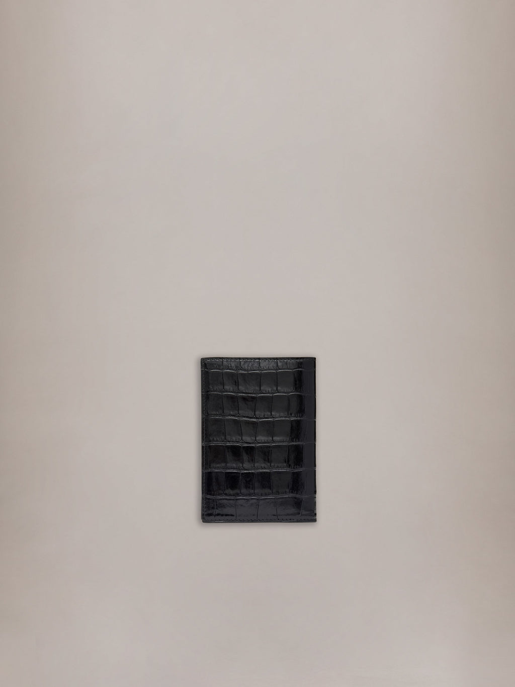 CROC EMBOSSED PASSPORT HOLDER - BLACK