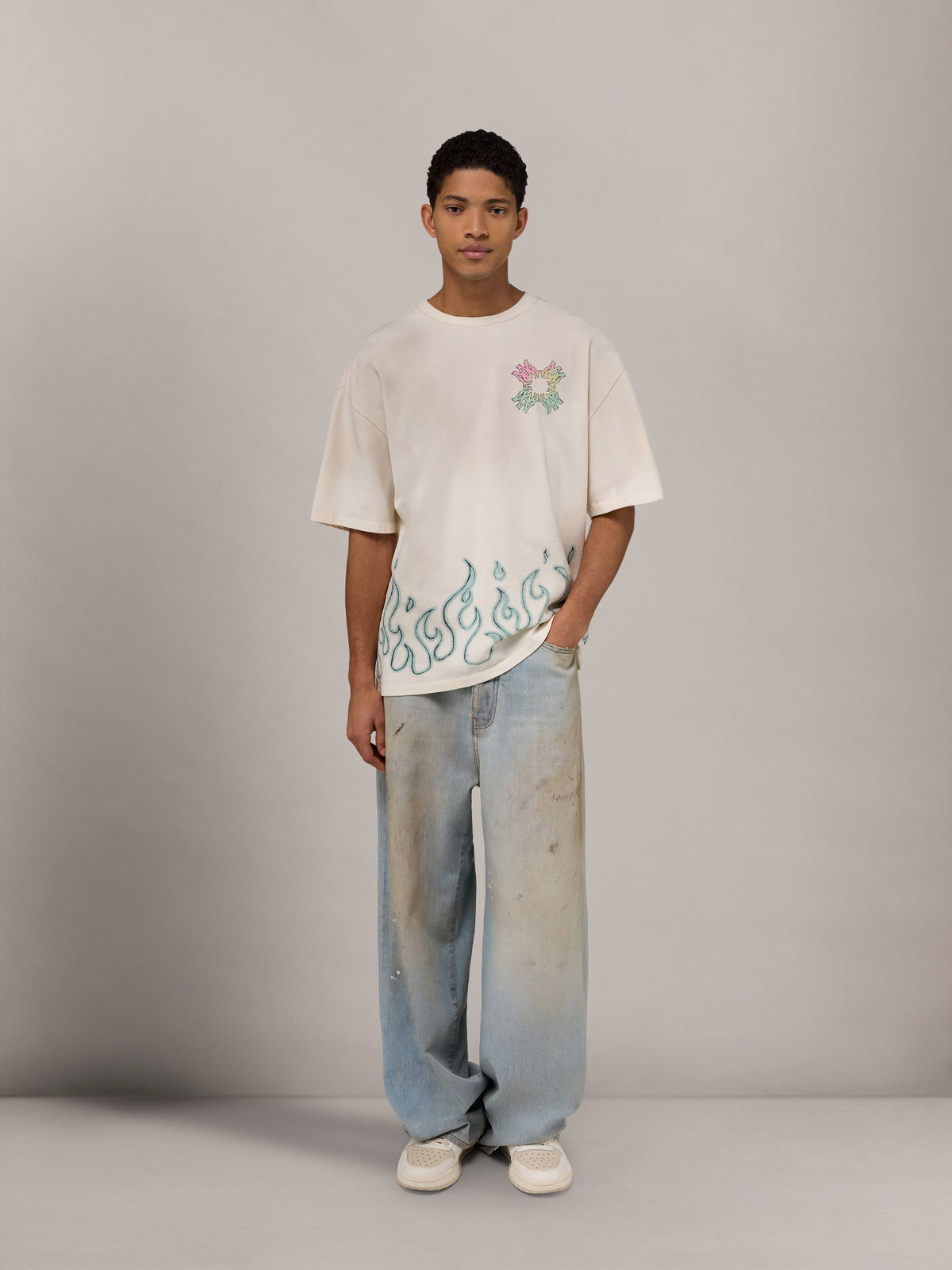 MA QUAD FLAMES OVERSIZED TEE - Ivory