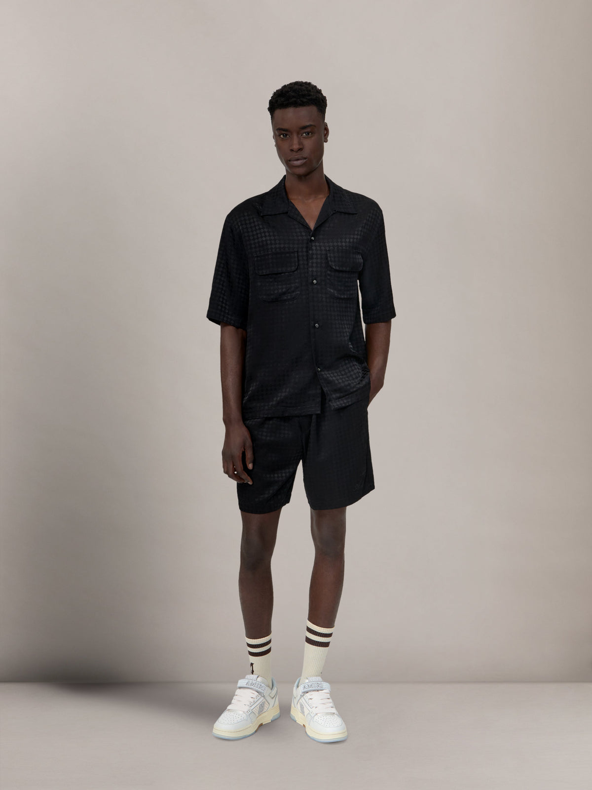 MA QUAD JACQUARD CAMP SHIRT - Black