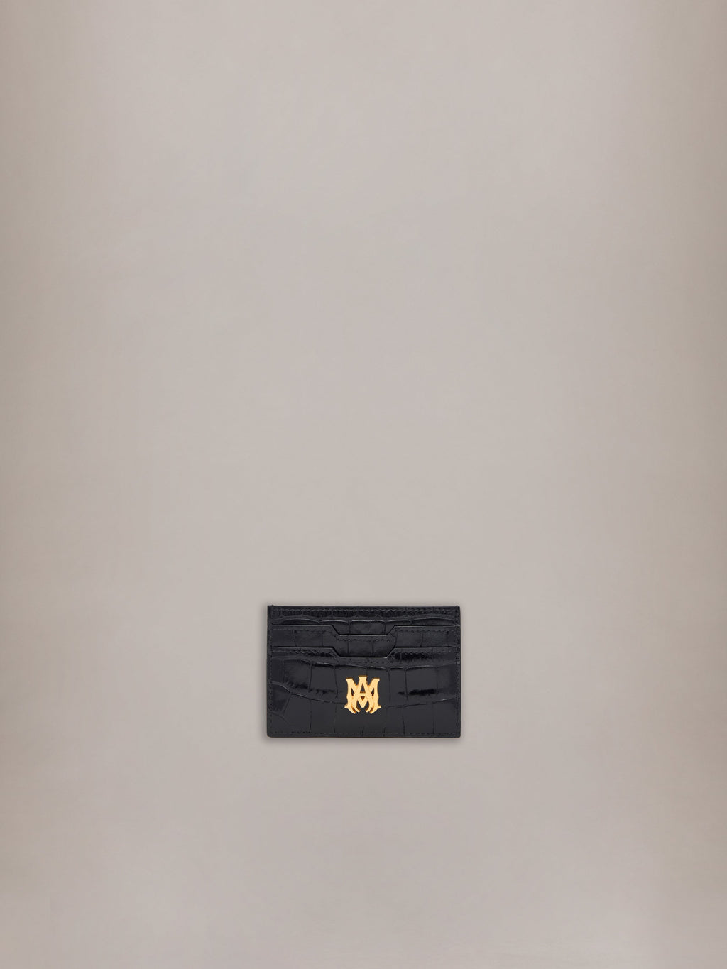 CROC EMBOSSED CARD HOLDER - BLACK