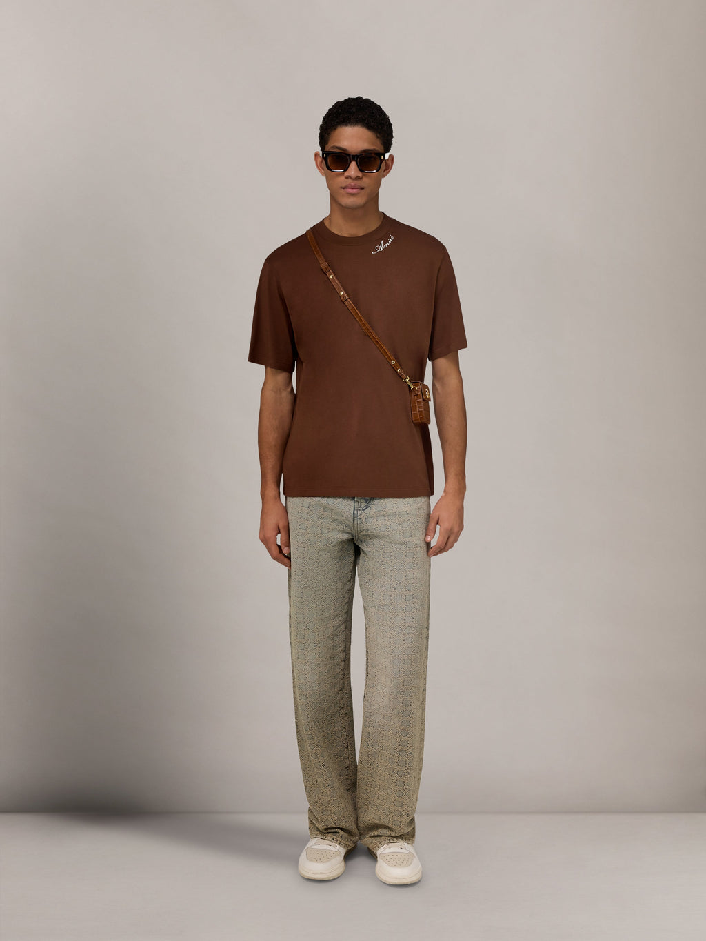 AMIRI SCRIPT TEE - Tobacco