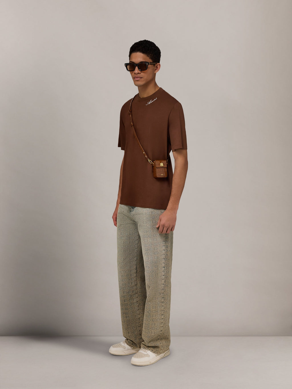 AMIRI SCRIPT TEE - Tobacco