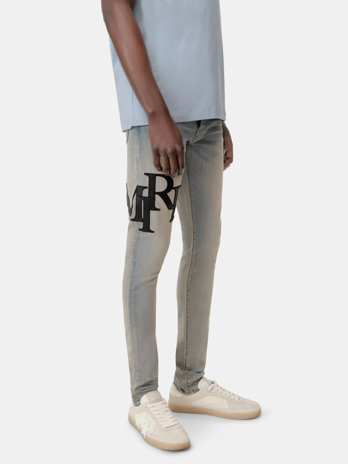 STAGGERED LOGO SKINNY JEAN - ANTIQUE INDIGO