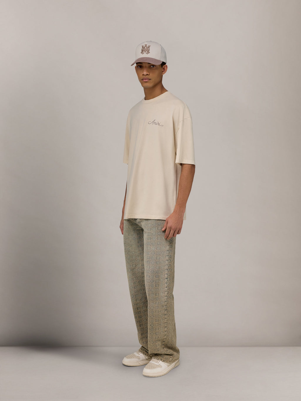 MA QUAD CHECKERBOARD OVERSIZED TEE - Alabaster