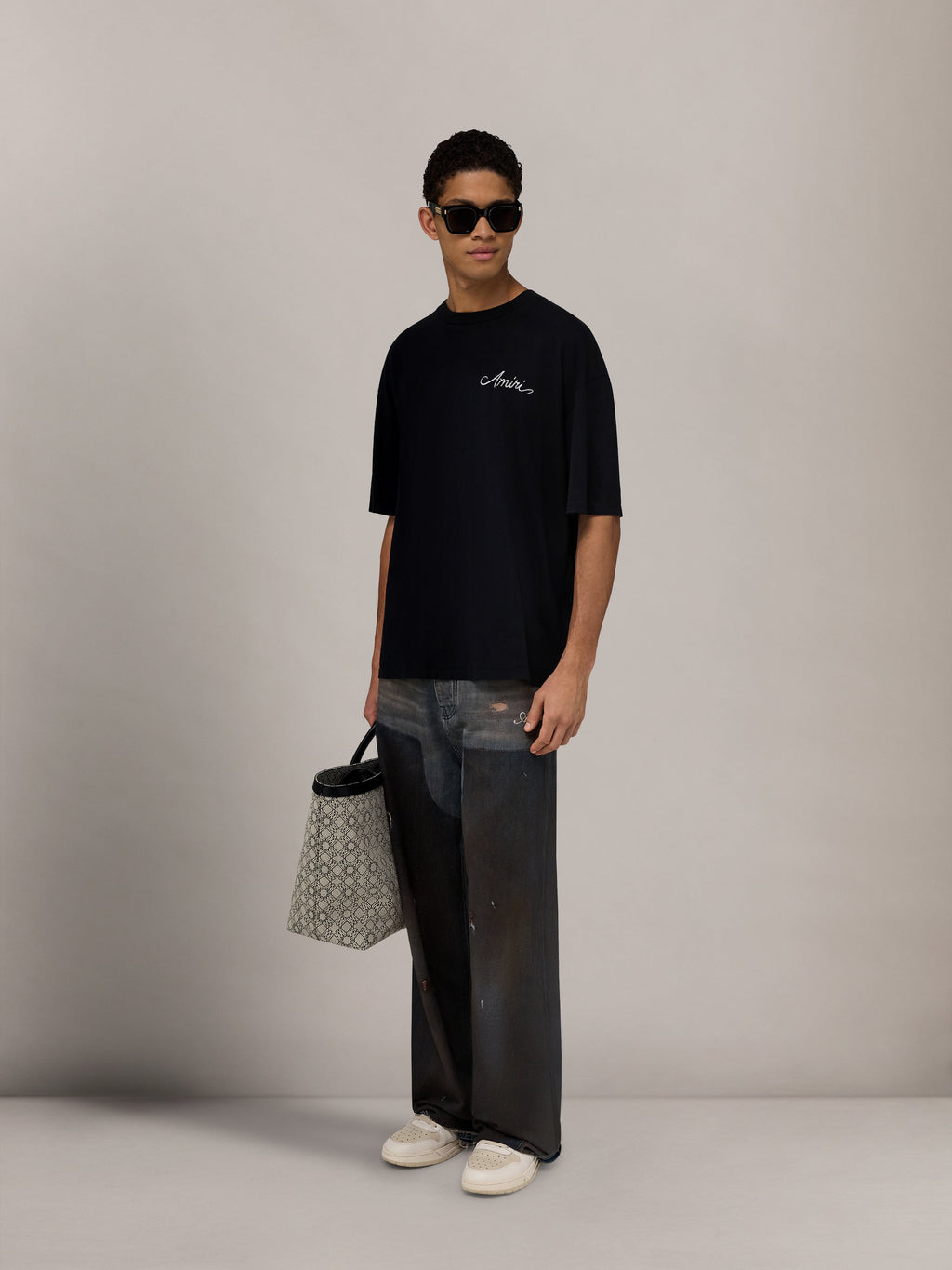 MA QUAD CHECKERBOARD OVERSIZED TEE - Black
