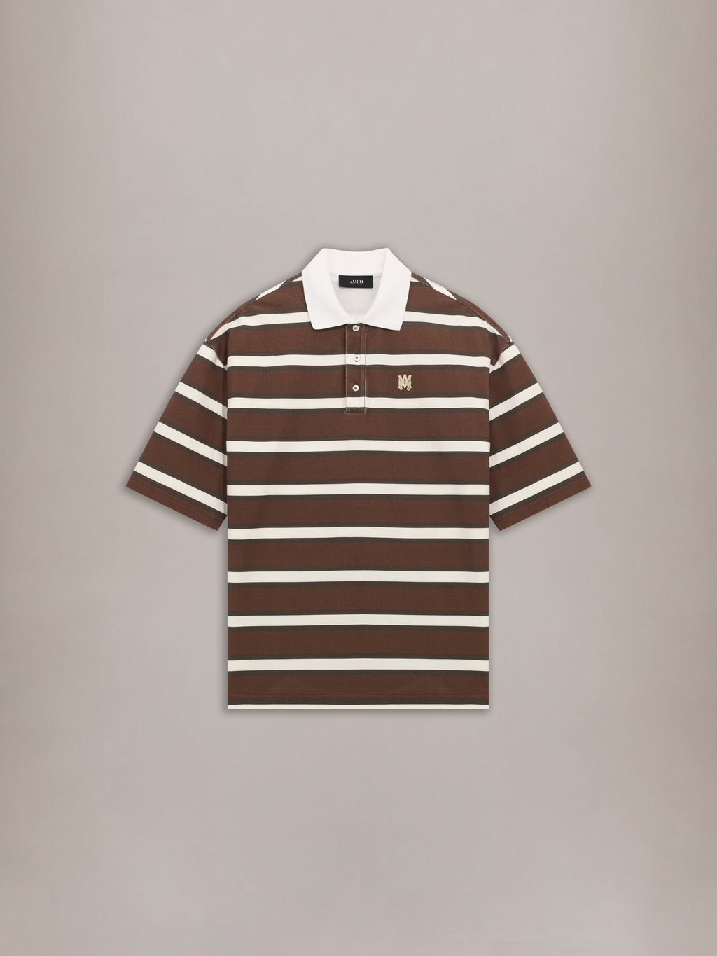 MA STRIPED OVERSIZED POLO - Tobacco