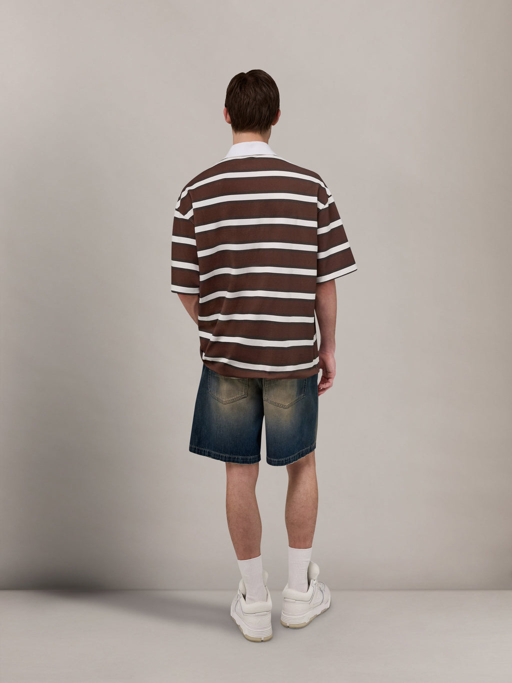 MA STRIPED OVERSIZED POLO - Tobacco