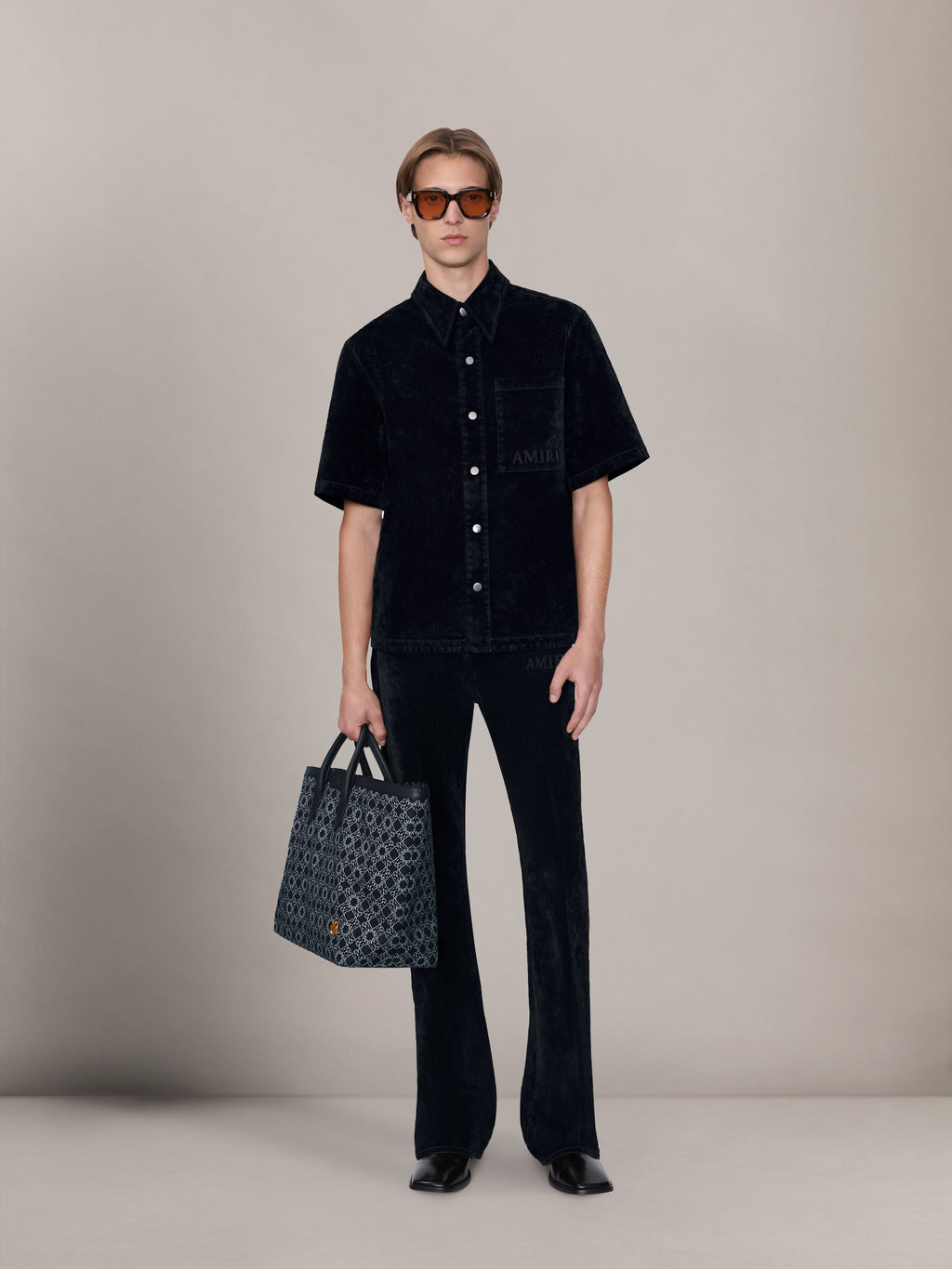 VELVET CAMP SHIRT - BLACK