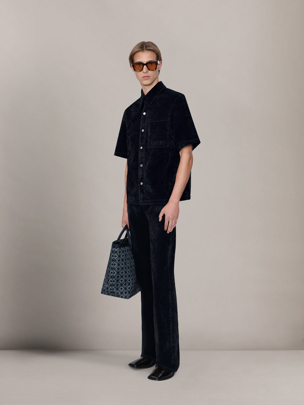 VELVET CAMP SHIRT - BLACK