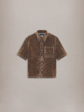 VELVET CAMP SHIRT - TAN
