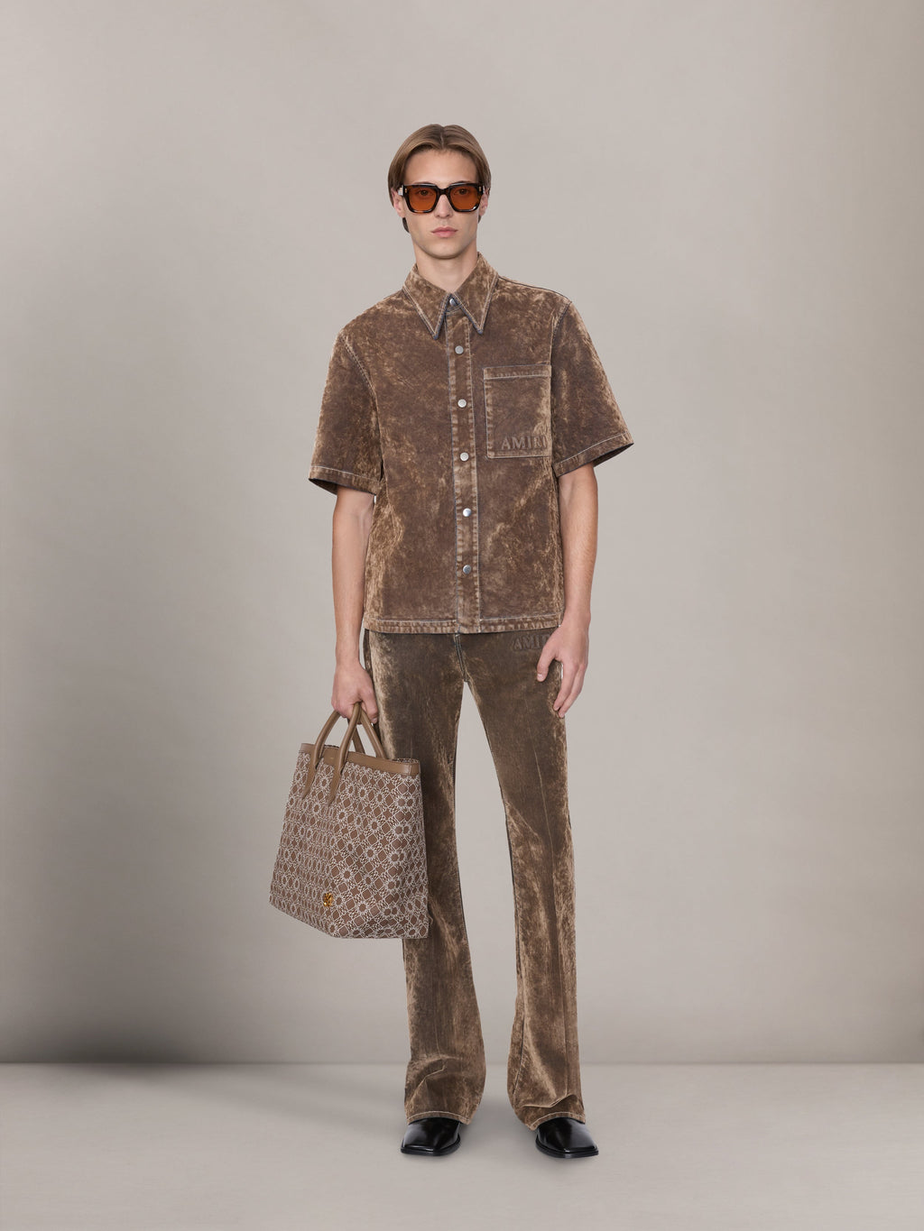 VELVET CAMP SHIRT - TAN