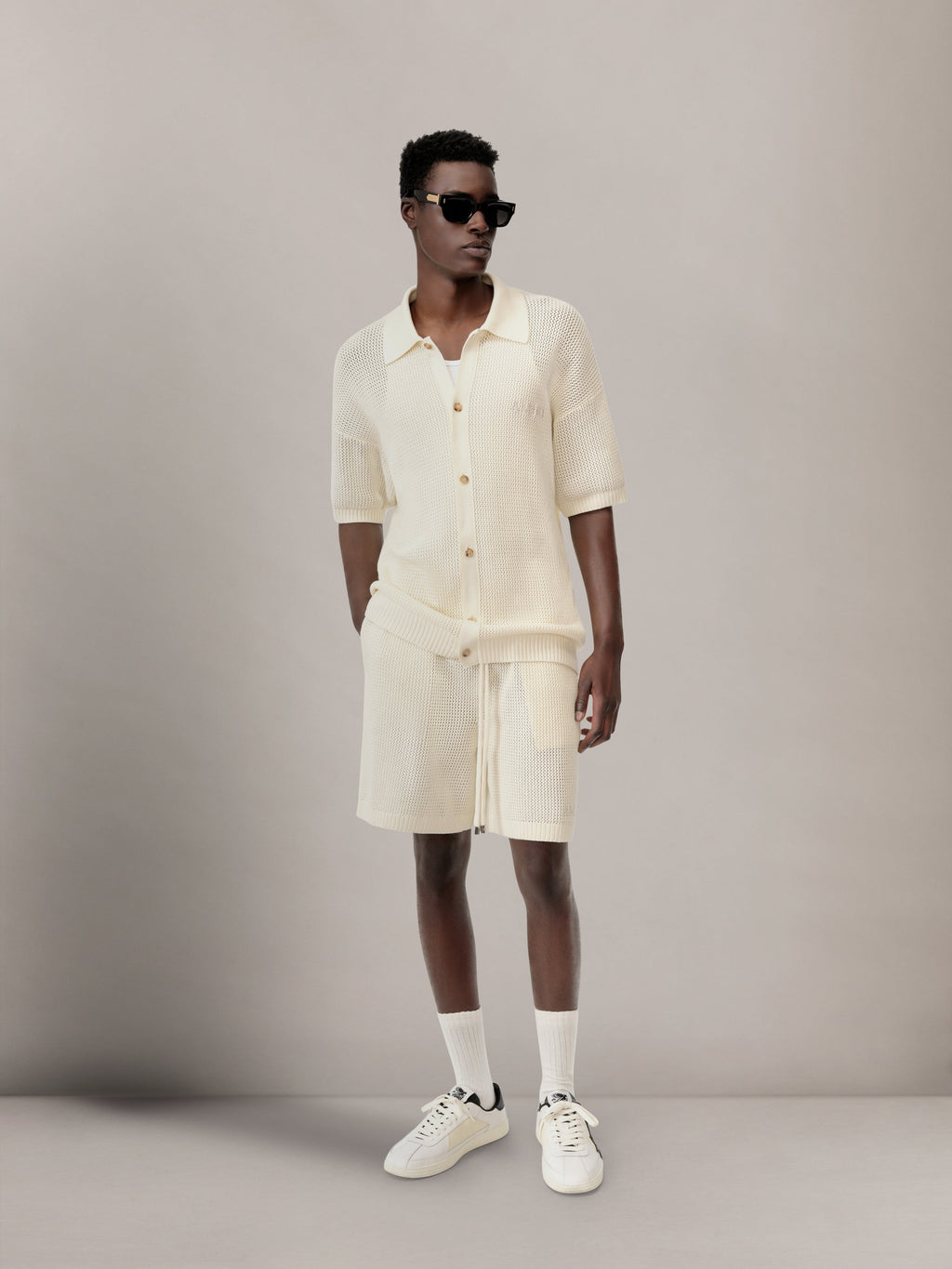 AMIRI CROCHET MESH SHIRT - Ivory