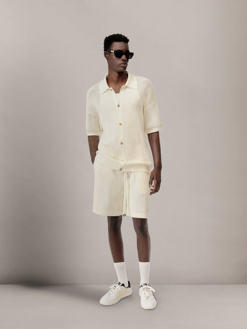 AMIRI CROCHET MESH SHIRT - Ivory