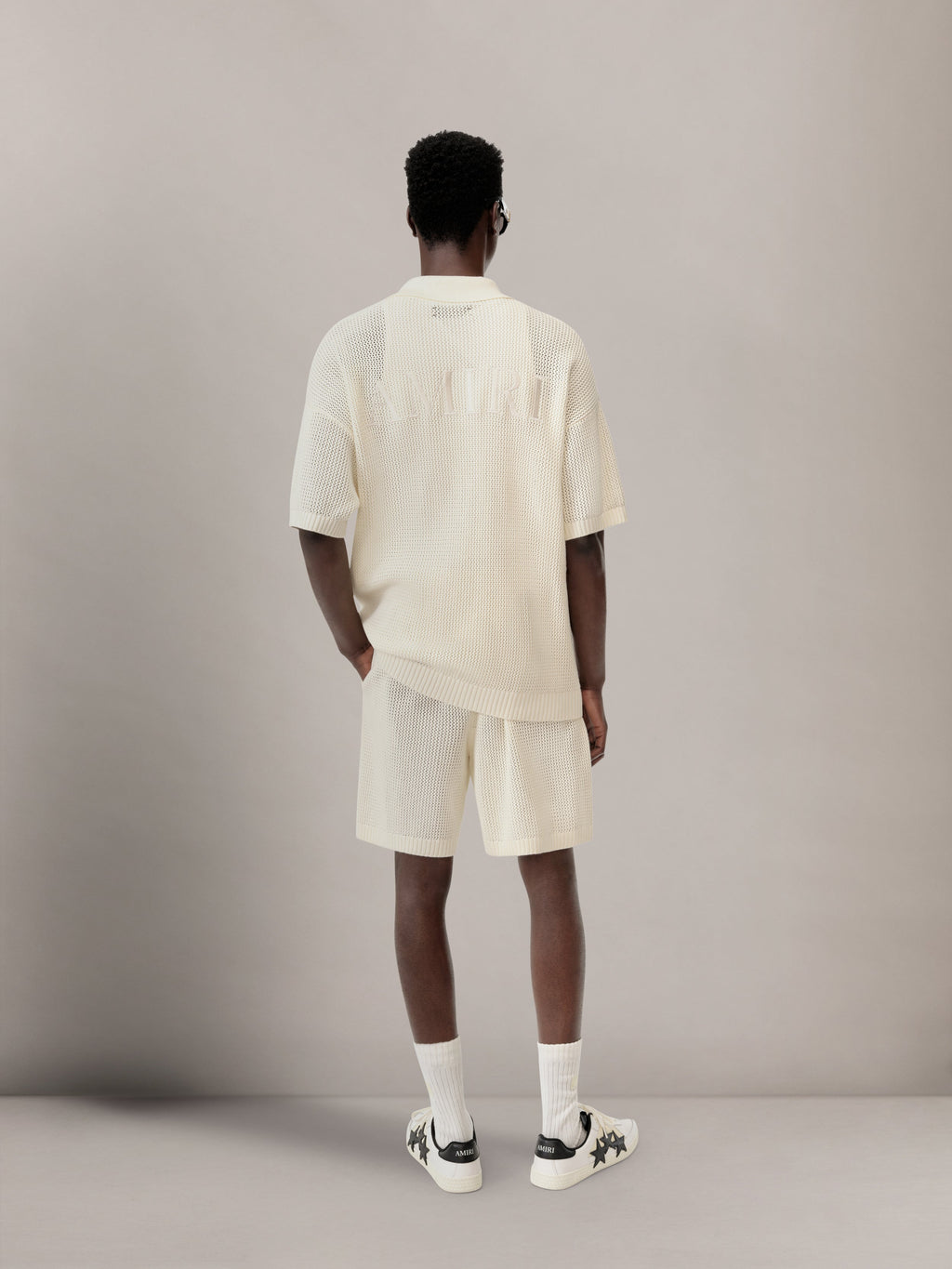 AMIRI CROCHET MESH SHIRT - Ivory