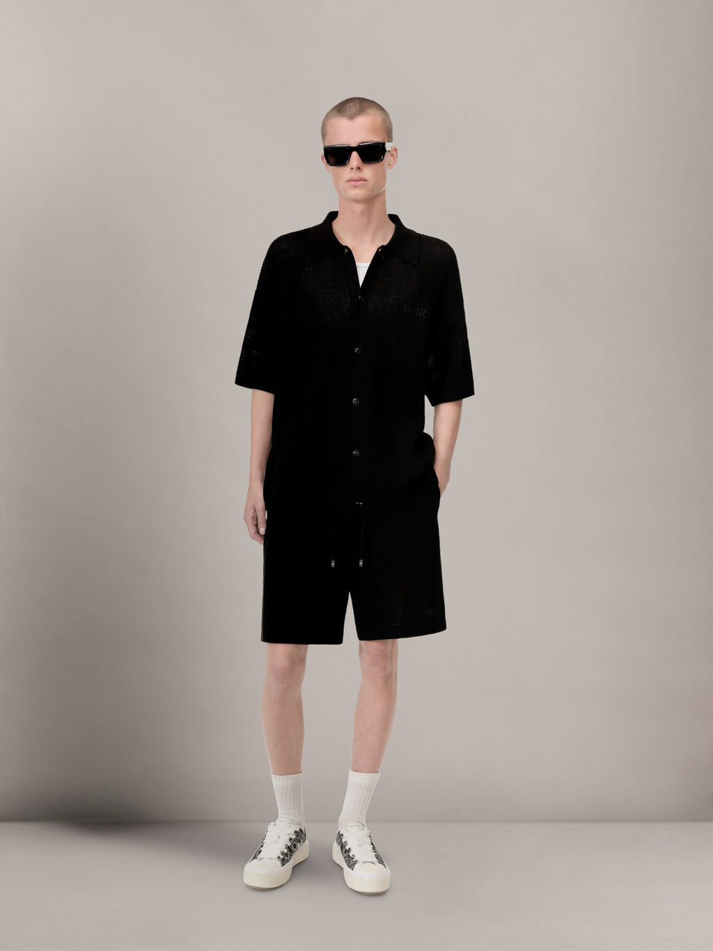 AMIRI CROCHET MESH SHIRT - Black