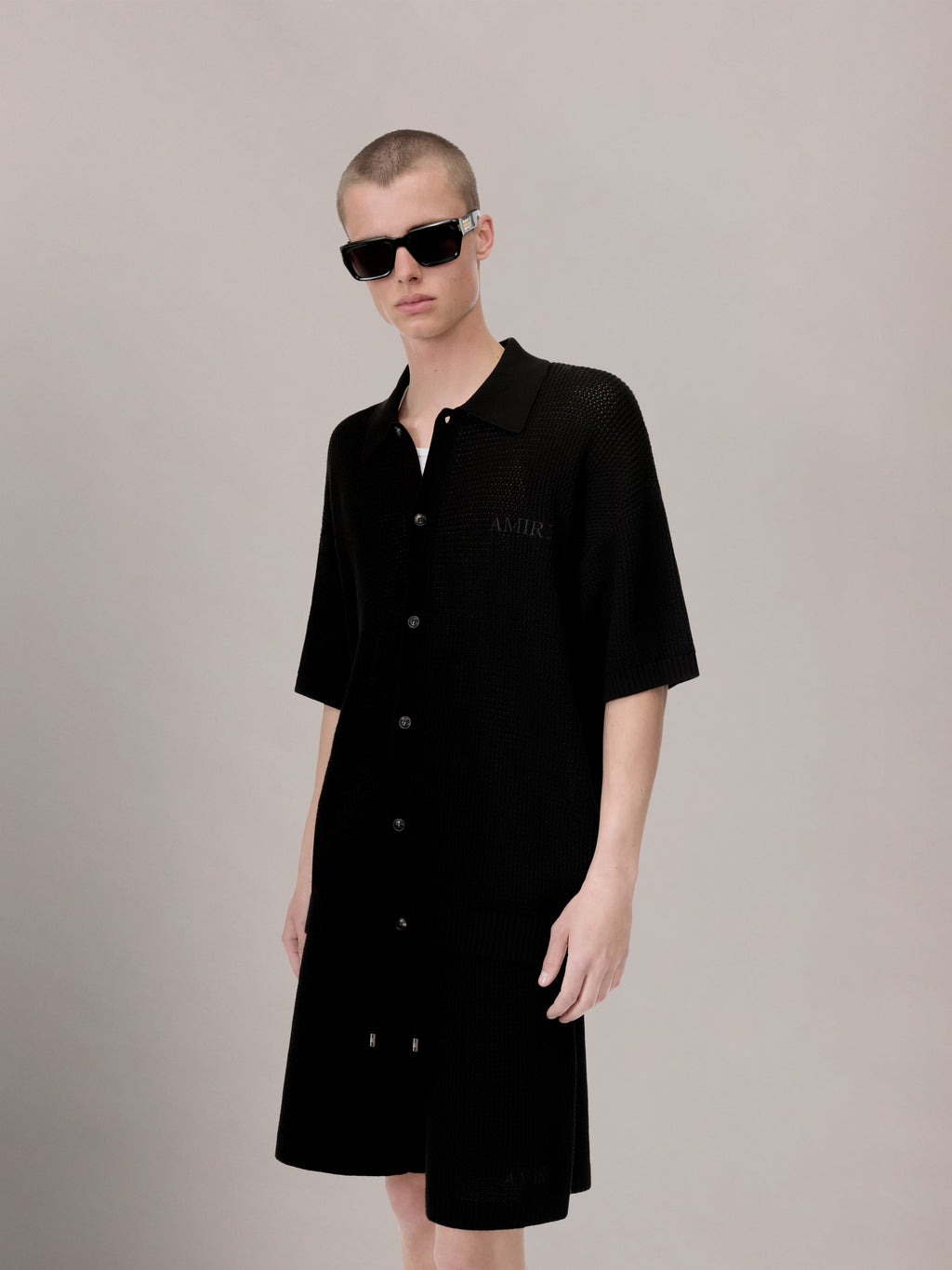 AMIRI CROCHET MESH SHIRT - Black