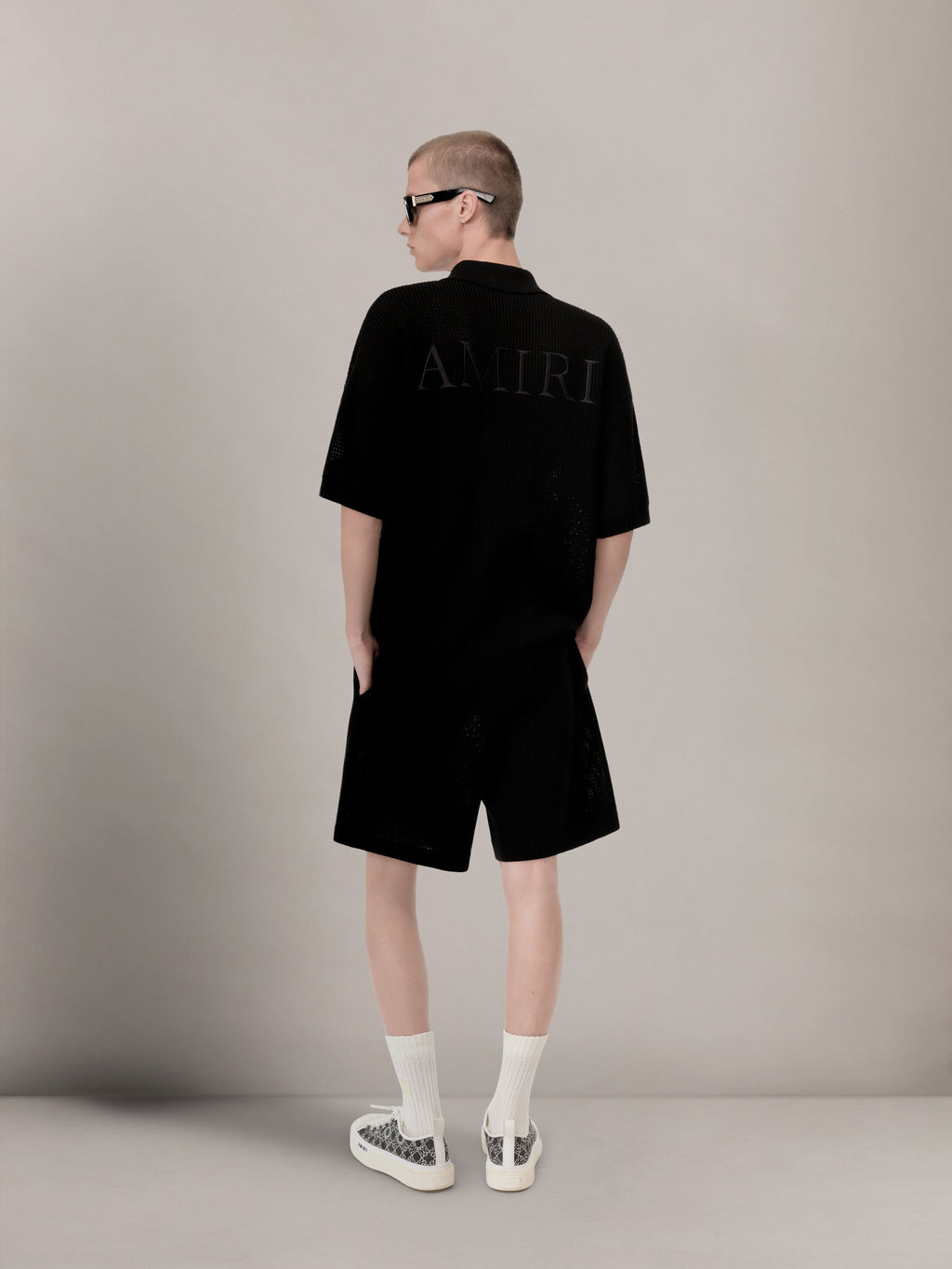 AMIRI CROCHET MESH SHIRT - Black
