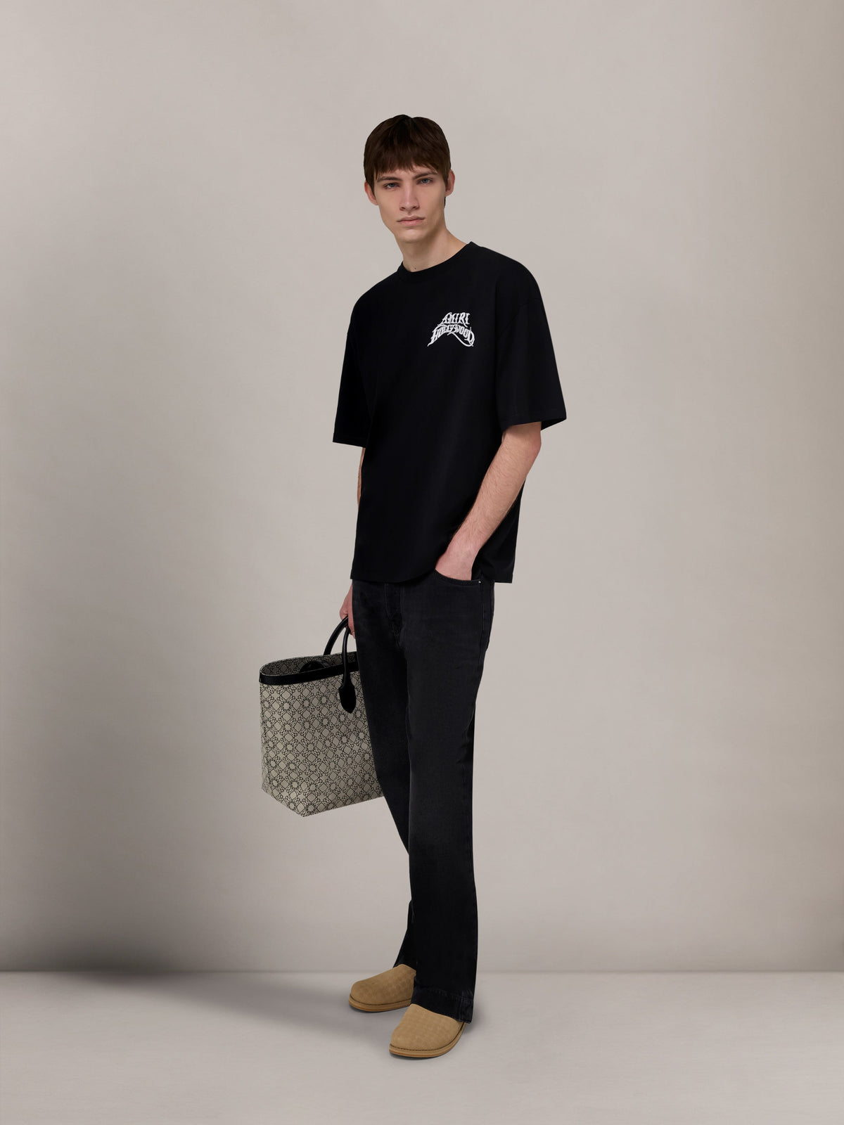 AMIRI HOLLYWOOD LIGHTWEIGHT JERSEY SKATE TEE - Black