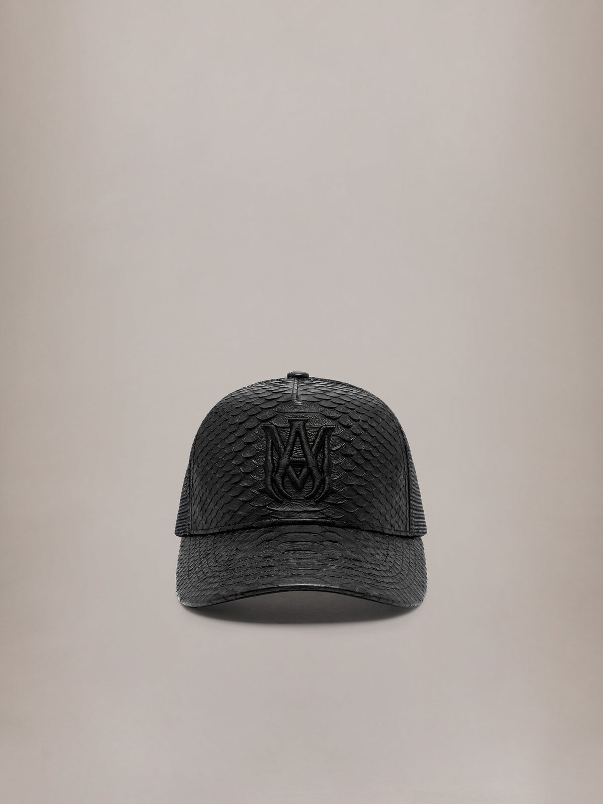 PYTHON EMBOSSED MA TRUCKER HAT - Black