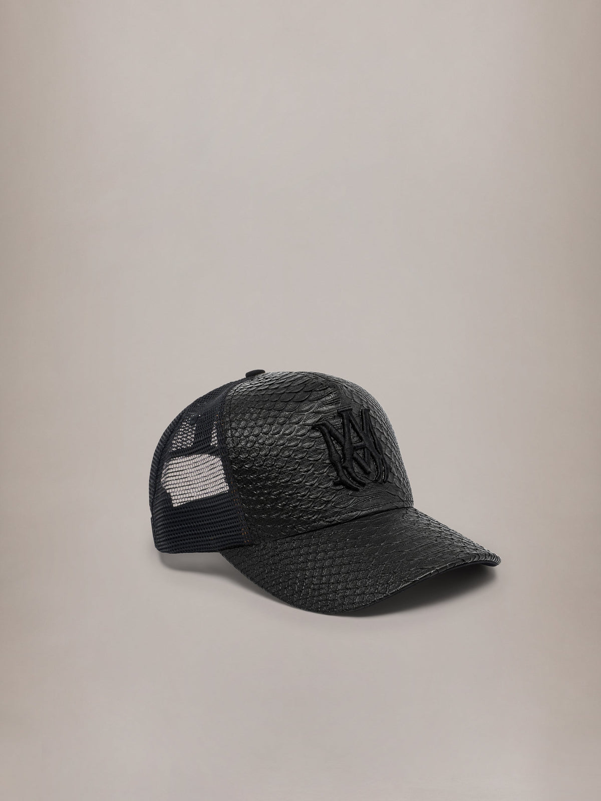 PYTHON EMBOSSED MA TRUCKER HAT - Black