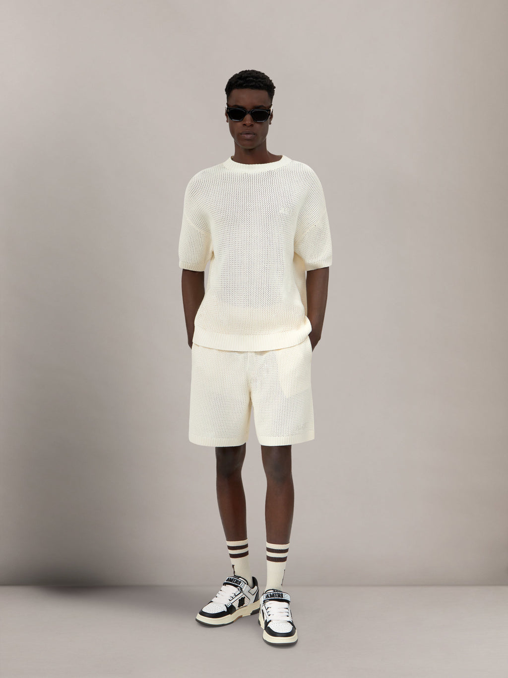 AMIRI CROCHET MESH TSHIRT - Ivory