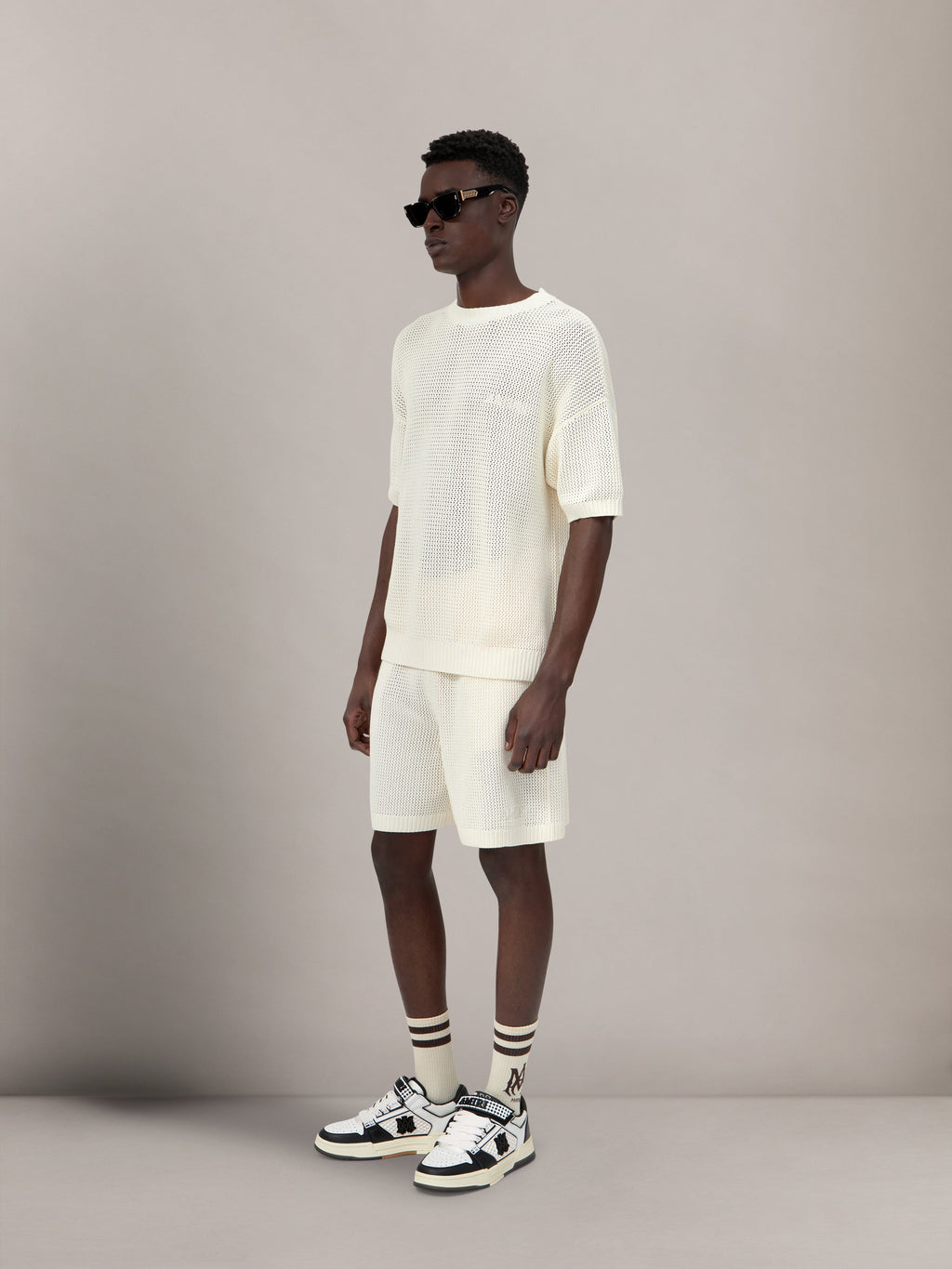 AMIRI CROCHET MESH TSHIRT - Ivory